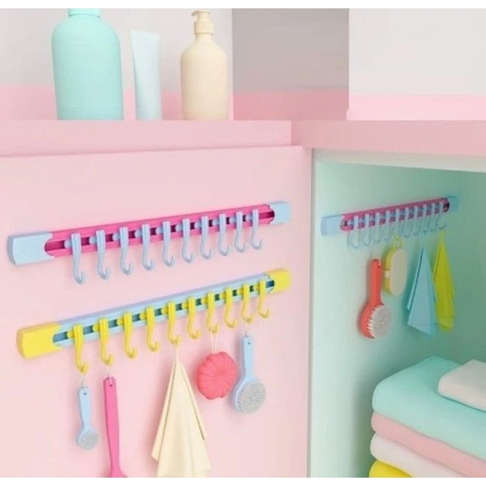 10 Kancalı Raylı Mutfak ve Banyo Düzenleyici Askı 30 cm (5324)