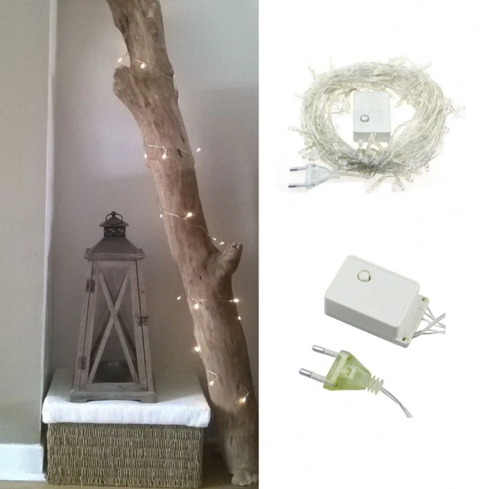 100 Ledli 8 Fonksiyonlu 10 Metre Led Aydınlatma Dekor Lambası (beyaz) (5324)