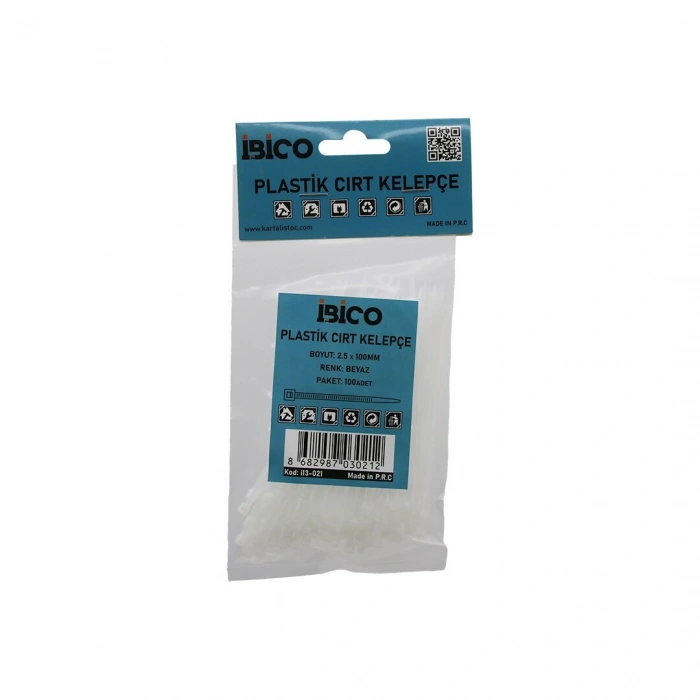 100PCS BEYAZ  2.5X100MM  PLASTİK CIRT KELEPÇE (5324)