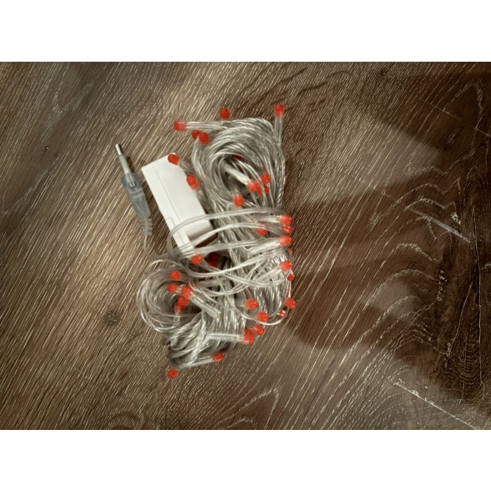 10m 100 Led Damla Uçlu Kırmızı Işık Şeffaf Kablo Mz-17-5