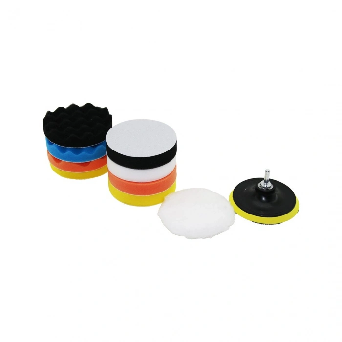 115 MM  11PCS POLİSAJ SÜNGER SETİ 8 AD. 115MM SÜNGER- 1 POLİSAJ PED -1 M14 ADAPTÖR - 1 CIRTLI DİSK TABAN (5324)