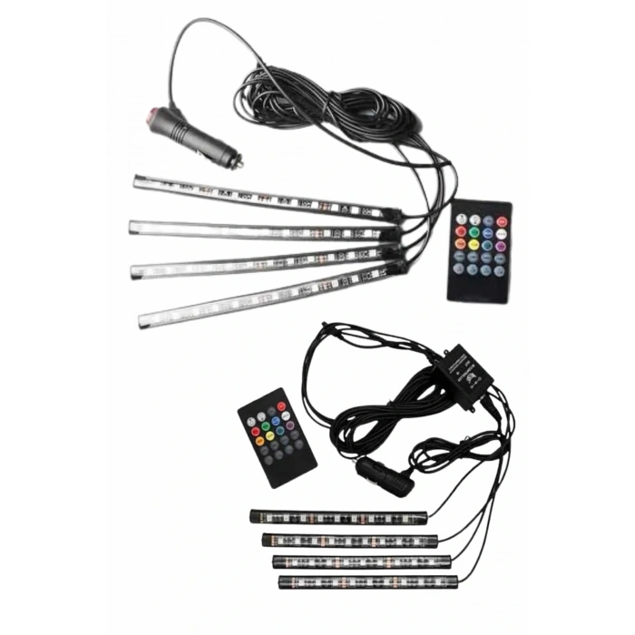 12li Şerit Led Işık Rgb Sese Ve Müziğe Duyarlı Araç İçi Ayak Altı