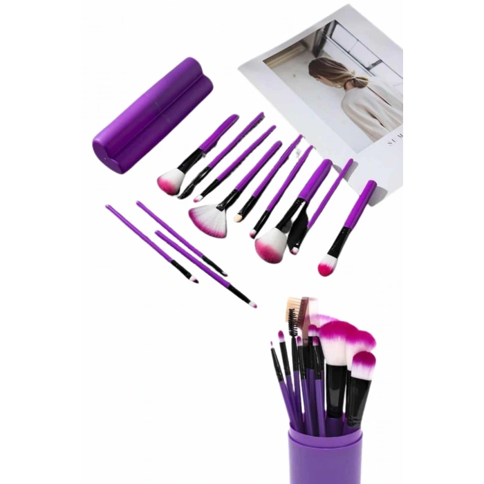 12 Parça Profesyonel Makyaj Fırçası Far Fırçası Allık Fırçası Yumuşak Kıllı