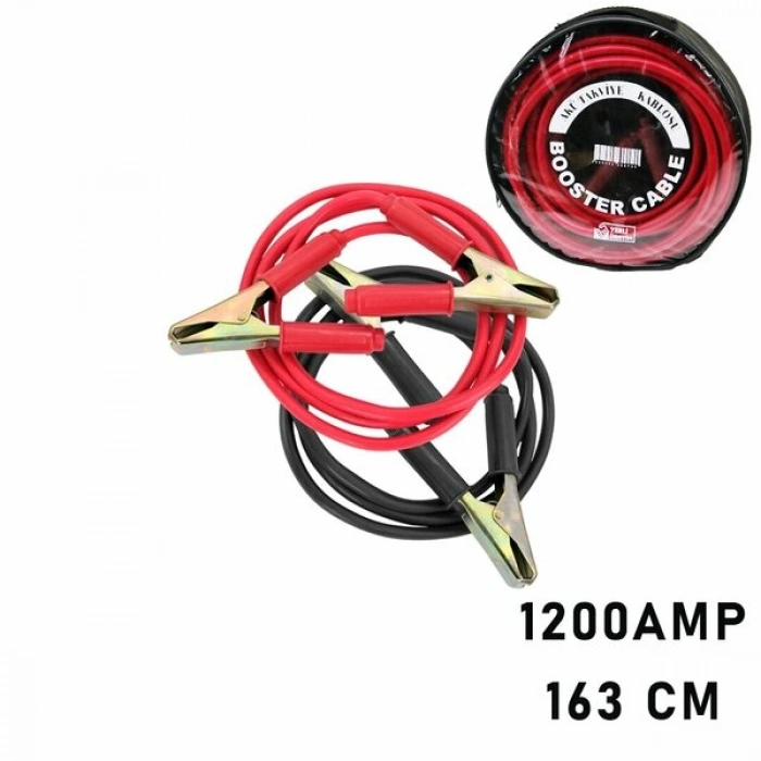 1200 AMPER AKÜ TAKVİYE KABLOSU 1.63MT - PENCERELİ BEZ ÇANTALI (5324)