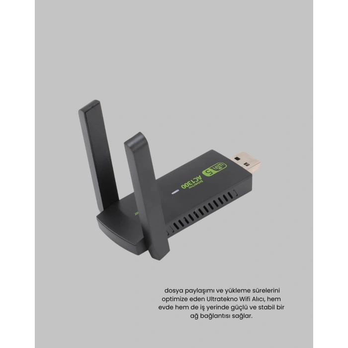 1200 Mbps Dual Band WiFi Adaptör – 5.8G & 2.4G Çift Antenli