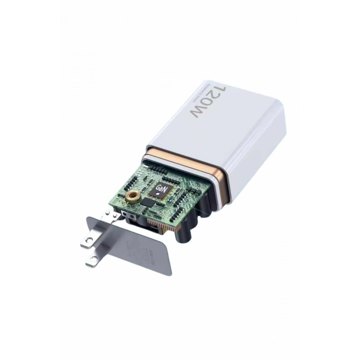 120W Şarj Aleti Hızlı Çift Turbo Şarj Aleti Seti Beyaz