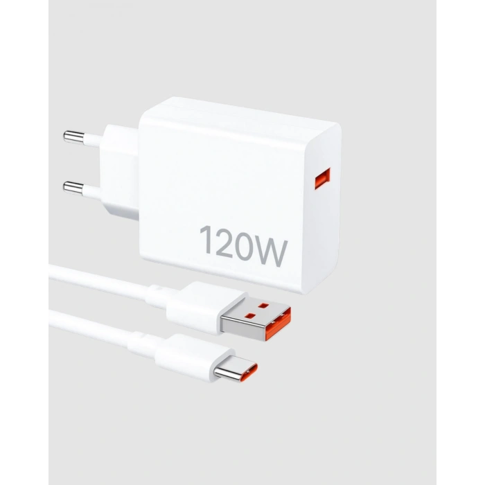 120W Süper Hızlı Şarj Adaptörü – Type-C Kablo Dahil, Yüksek Voltaj Korumalı