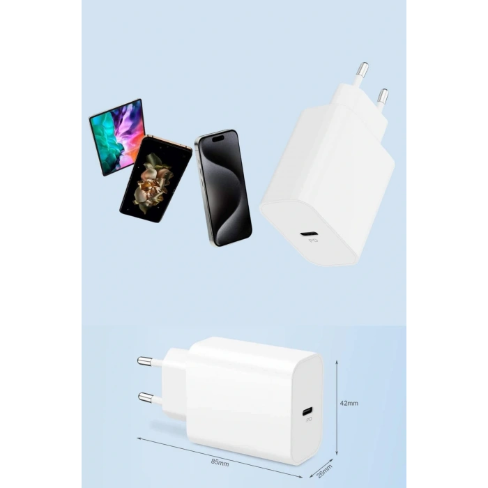 15/pro/pro Max 20w İos Uyumlu Hızlı Şarj Aleti Adaptörlü Beyaz