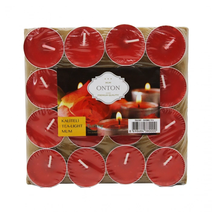 16 PARÇA  KIRMIZI TEA LİGHT YUVARLAK MUM (5324)