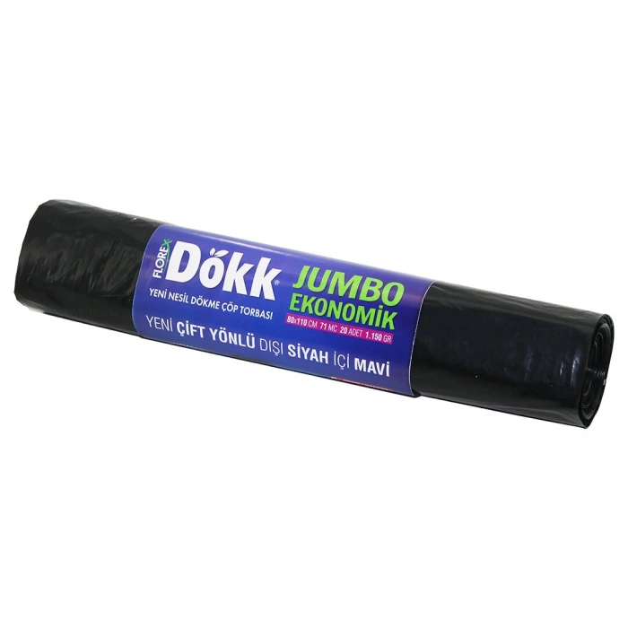 180 ADET FLOREX-619 DÖKK ECO JUMBO ÇİFT YÖNLÜ  20PCS 80X110CM ÇÖP TORBASI 9x20=180 (5324)