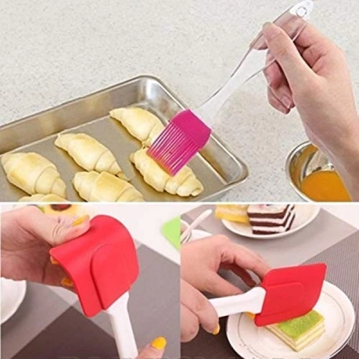 2'li Silikon Pasta - Börek - Poğaça Yağ Fırçası Ve Spatula Seti