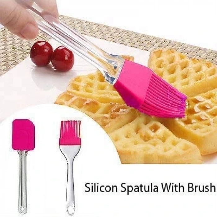 2'li Silikon Pasta - Börek - Poğaça Yağ Fırçası Ve Spatula Seti