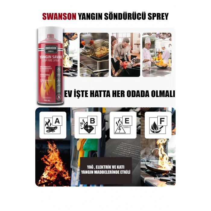 2 ADET YANGIN SÖNDÜRÜCÜ - YANGIN SAVAR SPREY 500ML + 500 ML  EV - OFİS - OTO ARAÇ   ATEŞ BOĞUCU KÖPÜK TABAKA OLUŞTURUR (5324)