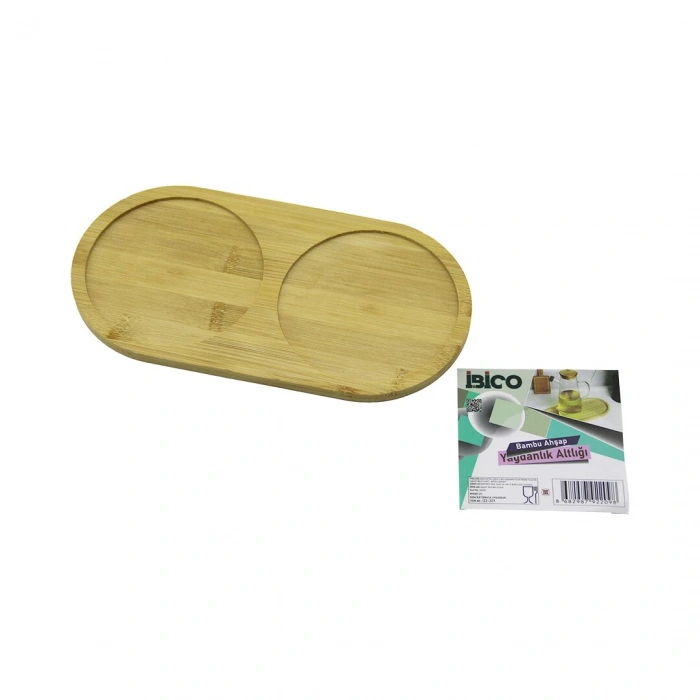 2 BÖLMELİ OVAL AHŞAP BAMBU YAĞDANLIK ALTLIK MİNİ TEPSİ 12 X 23.4 X 0.8CM (5324)