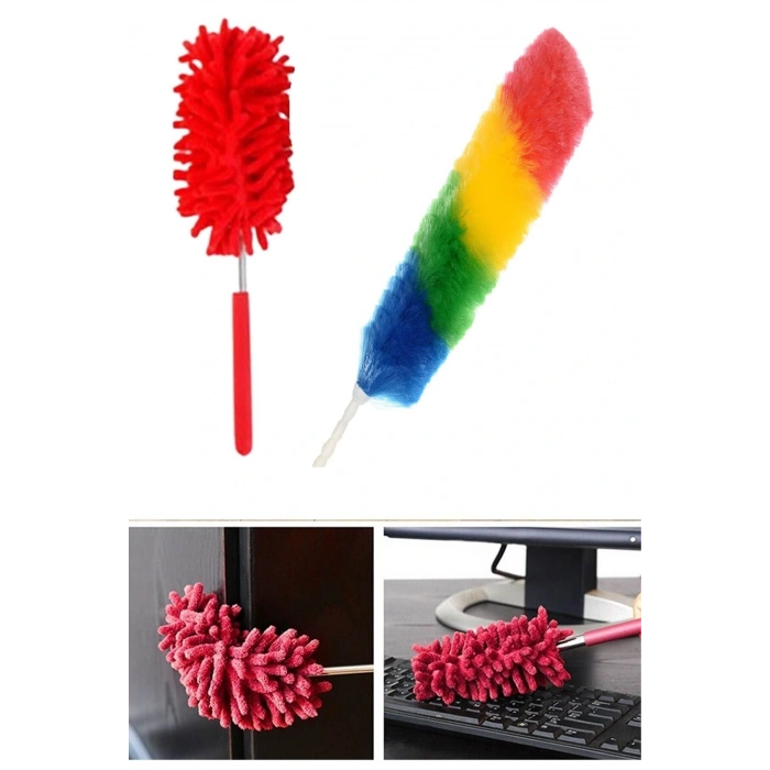 2 li Set Mikrofiber Teleskobik Toz Alma -Antistatik Toz Püskülü Duster (5324)