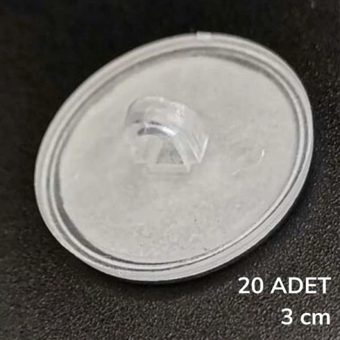20 Adet Şeffaf Yuvarlak 3 Cm Çaplı Güçlü Disk Yapışkanlar (5324)