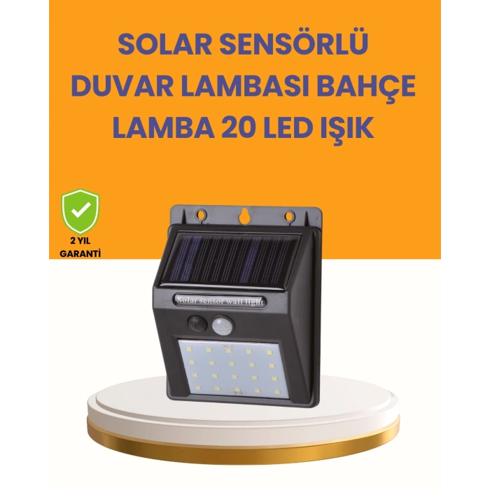 20 Led Güneş Enerjili Hareket Sensörlü Dış Mekan Duvar Lambası