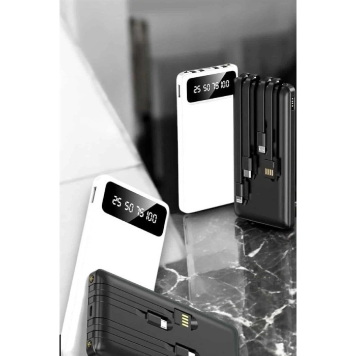20.000 Mah Led Işıklı LCD Ekran USB Girişli Type-C Lightning Powerbank