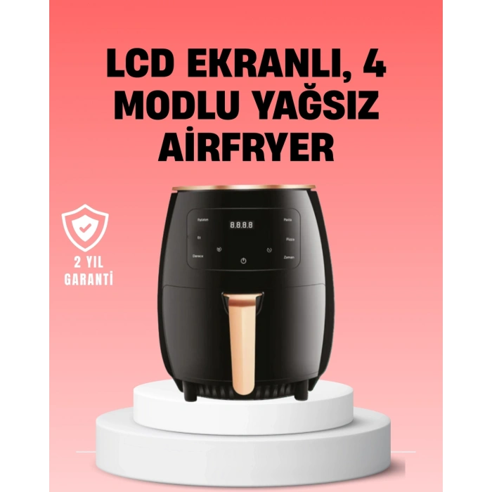 2400W Güçlü Airfryer 6L Yağsız Sağlıklı Pişirici LCD Dokunmatik