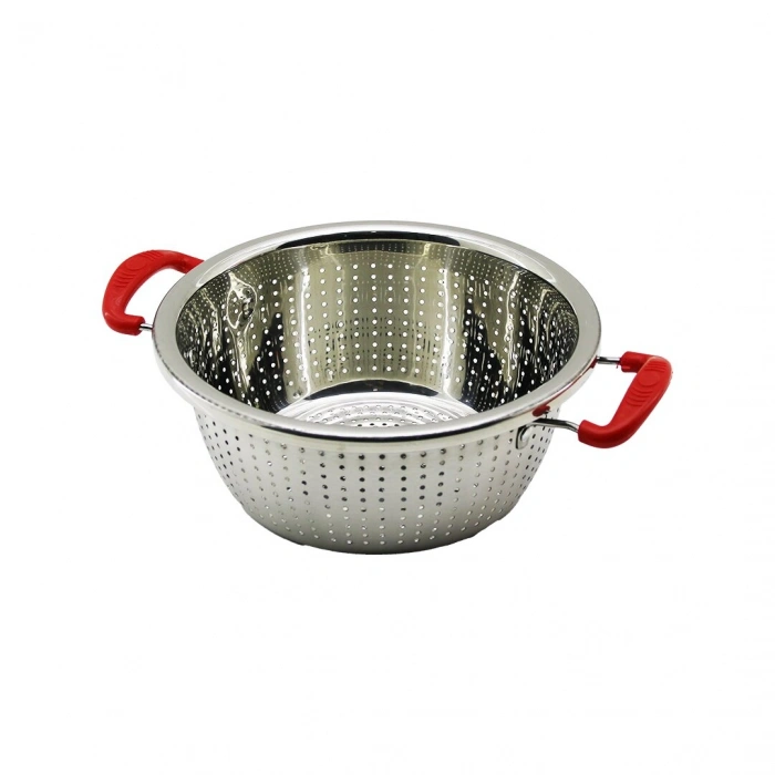 24CM PLASTİK KULPLU ÇELİK SEPET METAL SÜZGEÇ (5324)