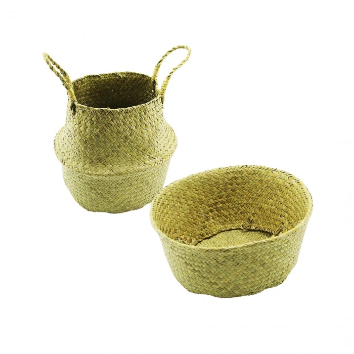 2IN1: KULPLU - KULPSUZ  HASIR ORGANİZER SEPET Ç: 33---25CMY:15-30CM (5324)
