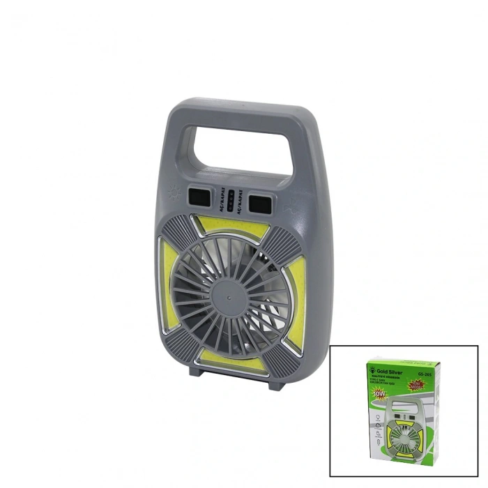 2İN1=MİNİ FAN - FENER USB ŞARJ 2 KADEME HIZ LAMBA=4 FONKSİYON - 10W SU GEÇİRMEZ TAŞIMA KULP MİNİ VANTİLATÖR GS-265 (5324)