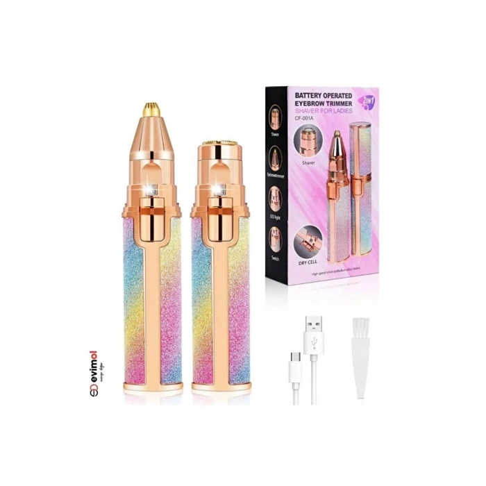 2in1 USB Şarjlı Yüz ve Kaş Tüy Alıcı, Tahrişsiz Hassas Kesim ve Premium Simli Gövde