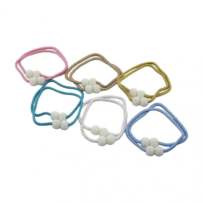 2PCS   BONCUK TOPLU - MIKNATISLI  RENKLİ PERDE İPİ (5324)