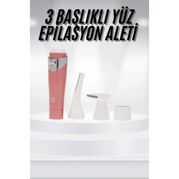 3 Başlıklı Yüz Kaş Epilasyon Aleti Değiştirilebilir Başlık Hassas Ciltlere Uygun