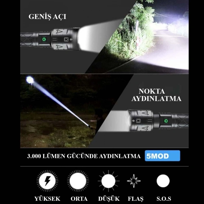 3000 Lümen Güçlü El Feneri Wt-604