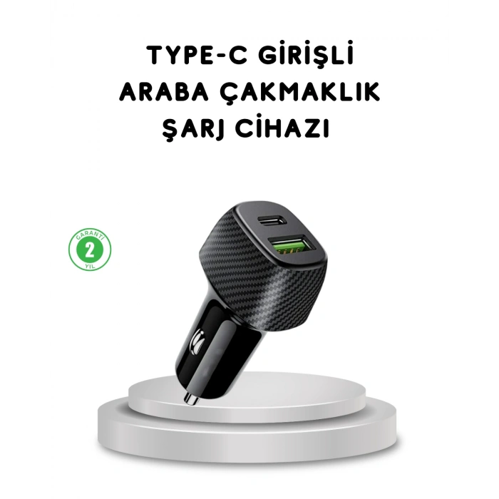 38w Araç Şarj Cihazı Type-c Pd Usb Hızlı Şarj Çift Port