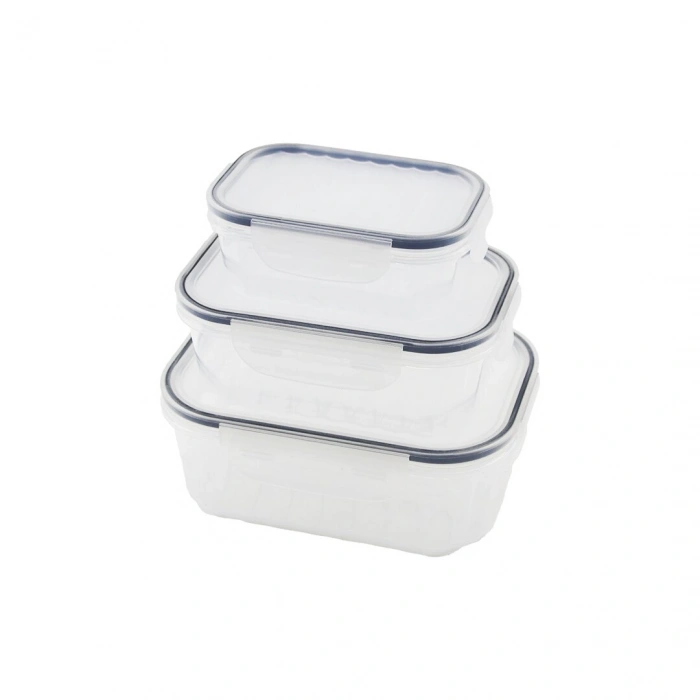 3PCS QUİCK SIZDIRMAZ SAKLAMA KABI SETİ ŞEFFAF KAP - BUĞULU-CONTALI KAPAK  500-1000-1700ML (5324)