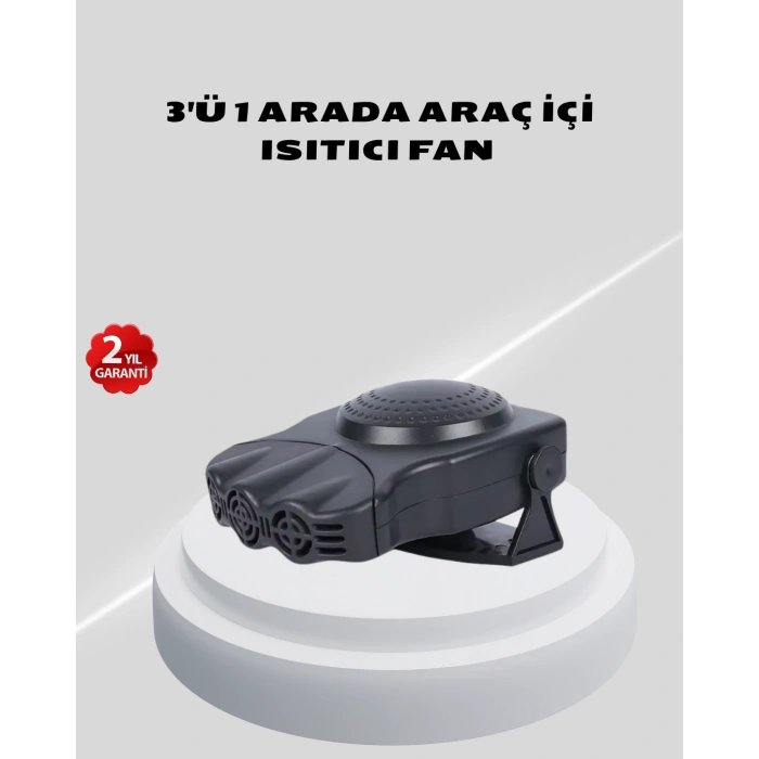 3’ü 1 Arada Araç İçi Isıtıcı Ve Fan 150w Güçlü Ve 360° Dönebilen Başlıklı