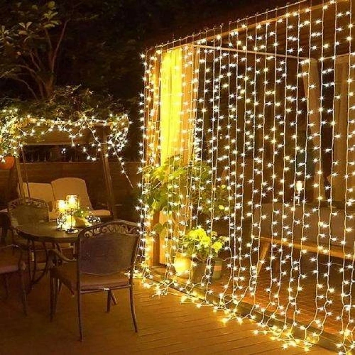 3x2m Premium Perde Led - 8 Fonksiyonlu, Su Geçirmez İç Dış Mekan Teras Dekor Işıkları