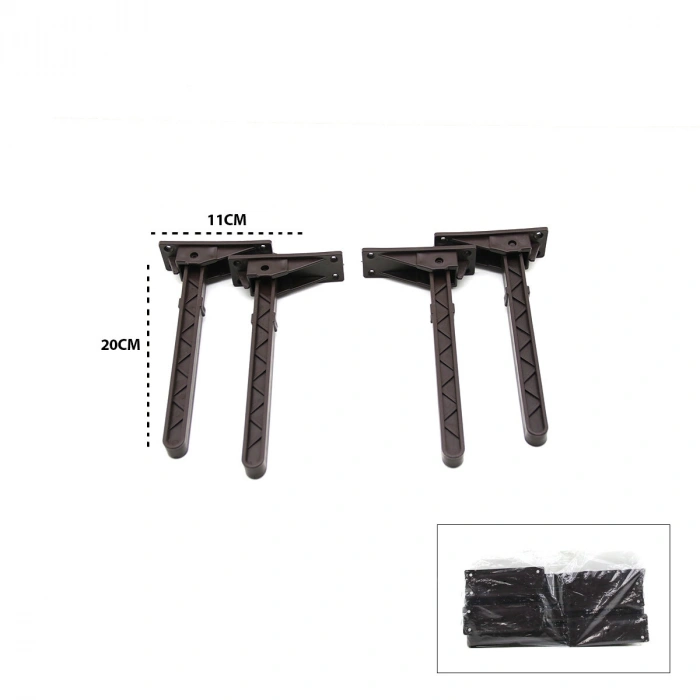 4 ADET KAHVERENGİ SOFRA AYAK KOMPLE PLASTİK 20CM AÇ KAPA (5324)
