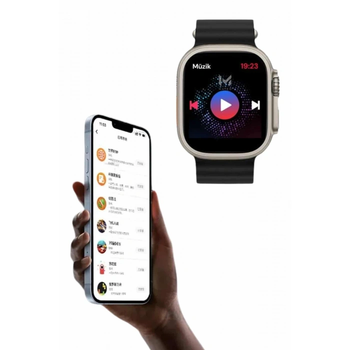 49mm Akıllı Saat Amoled Ekranlı Kadın Erkek Kol Saati Plastik Kordon