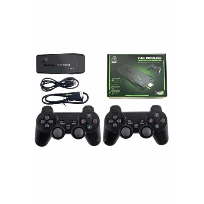 4k Game Stick Oyun Konsolu 2.4g Kablosuz Çift Kol Nostaljik Oyunlar