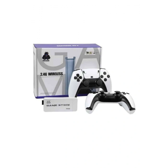 4K HD Görüntü Kaliteli Retro Game Stick 20000 Oyunlu Çift Kollu Beyaz Game Stick