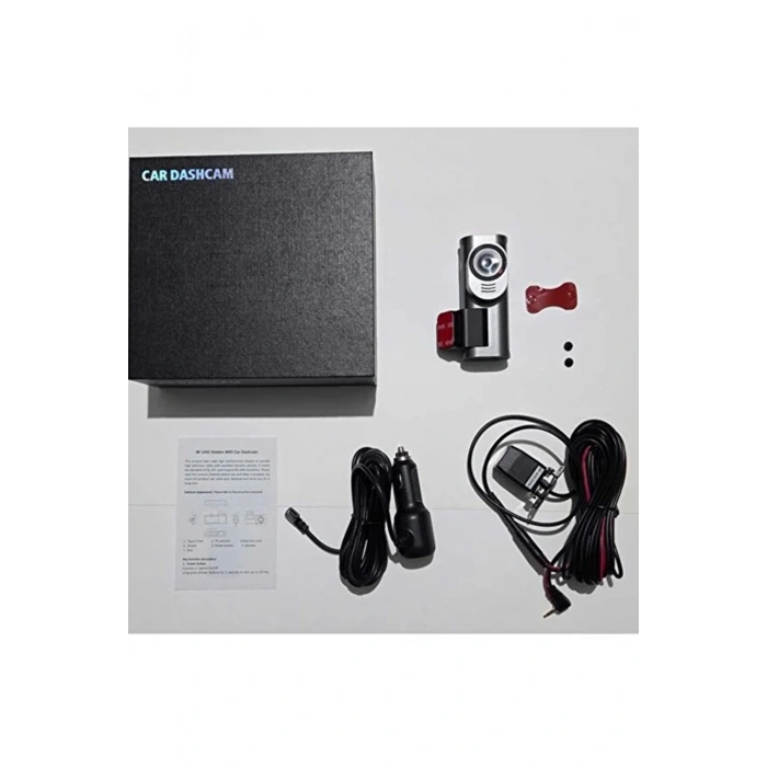 4k Wifi Çift Kameralı Araç Kamerası Gece Görüşlü G-sensörlü Dash Cam 170 Derece