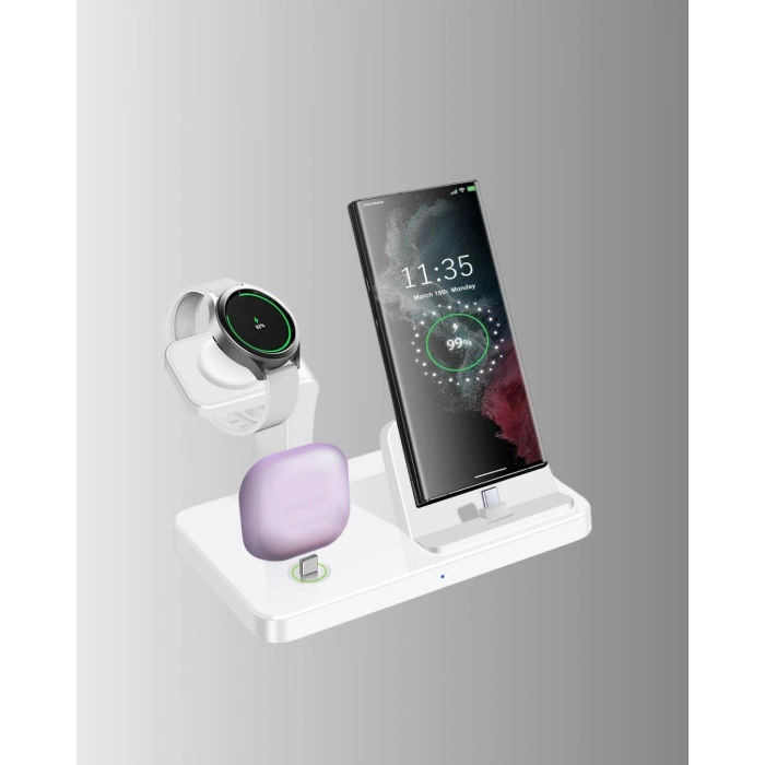 4’lü Apple Kablosuz Şarj Standı iPhone Watch ve AirPods Çoklu Şarjlı