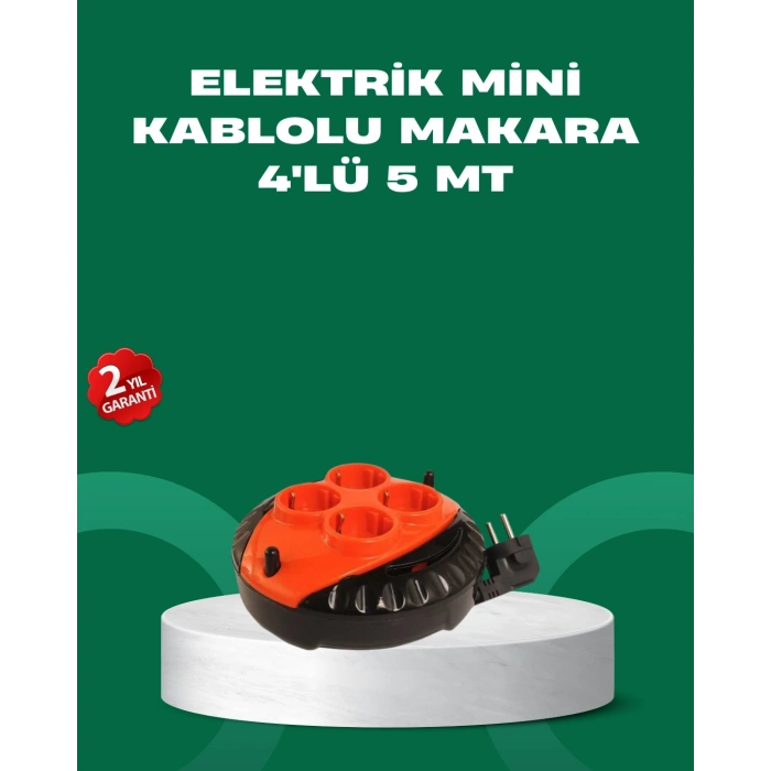 5 Metre Kablolu 4’lü Kırmızı Priz Makara