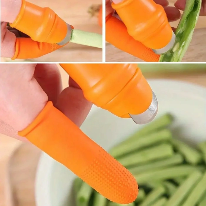 5 Parça Pratik Parmak Koruyucu 1 Parça Baş Parmak Bıçaklı Eldiven Sebze Meyve Soyucu Kesme Ayıklayıcı Silikon Set (5324)