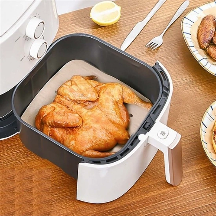 50 Adet Air Fryer Pişirme Kağıdı Tek Kullanımlık Hava Fritöz Yapışmaz Yağlı Kağıt Delikli Model (5324)