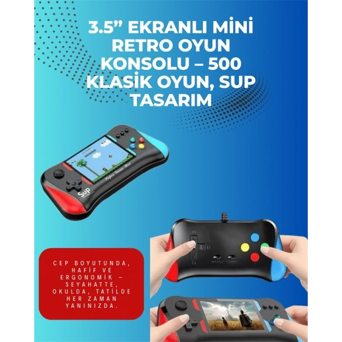 500 Retro Oyunlu Taşınabilir El Konsolu – X7M Modeli