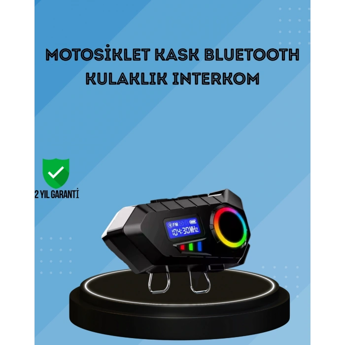 500mAh Bataryalı Bluetooth 5.4  İnterkom LED Ekranlı FM Destekli