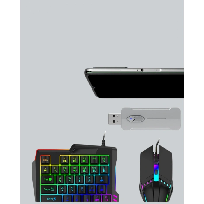 5’i 1 Arada Mobil Oyun Seti Klavye Mouse Dönüştürücü İos & Android