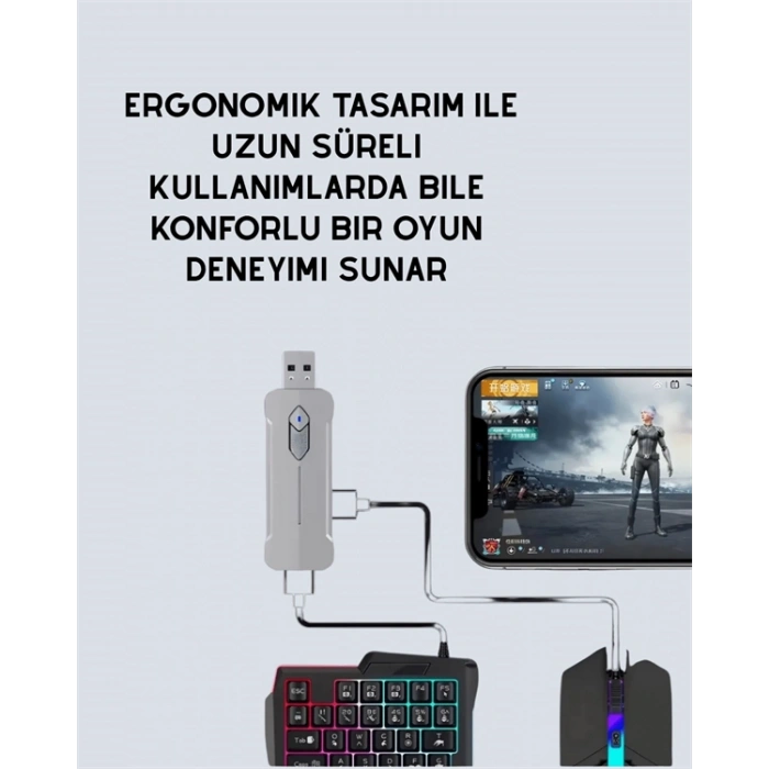5in1 Bt5.3 Mobil Oyun Kiti Klavye Mouse Dönüştürücü Seti