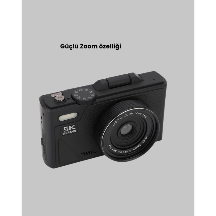5K UHD Dijital Kamera 75MP Sensör 18x Zoom Stabilizasyonlu