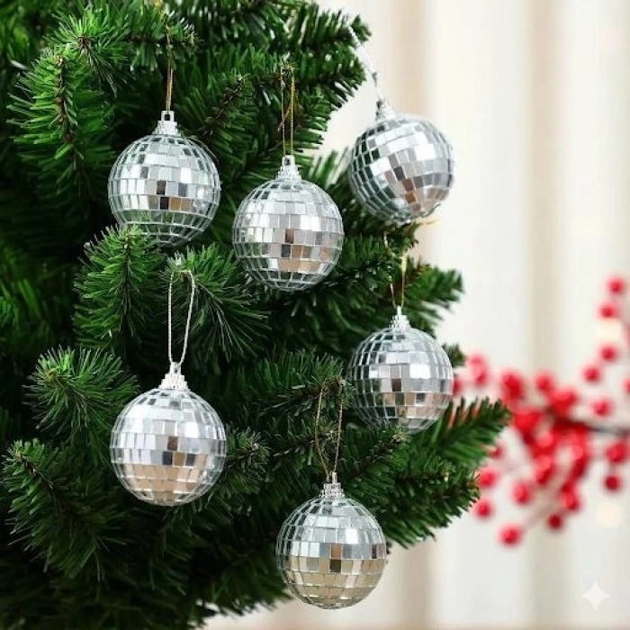 6lı Çam Ağacı Süsü Disko Topu-4cm