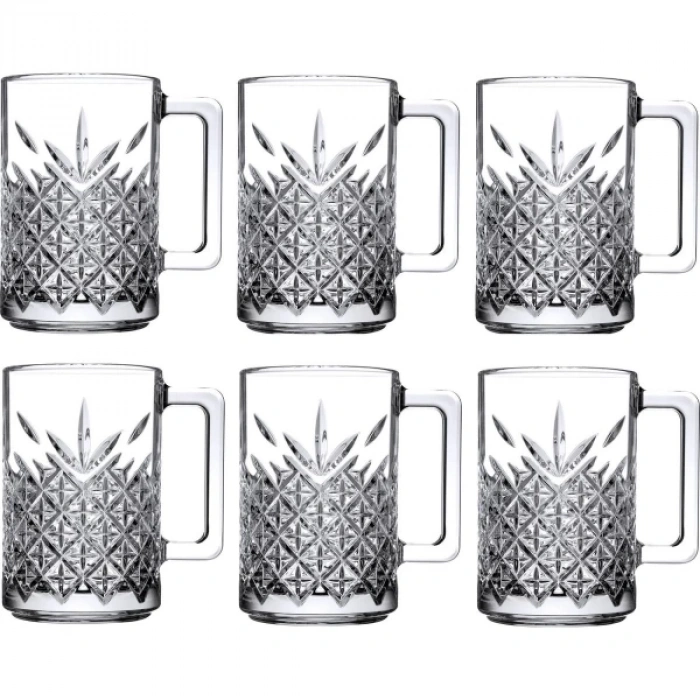 6lı Kulplu Kristal Meşrubat Bardağı
